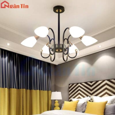 Đèn trần phòng ngủ 6 bóng trang trí phòng khách bàn ăn Led 3 chế độ màu TTK11T6 Ngân Tin