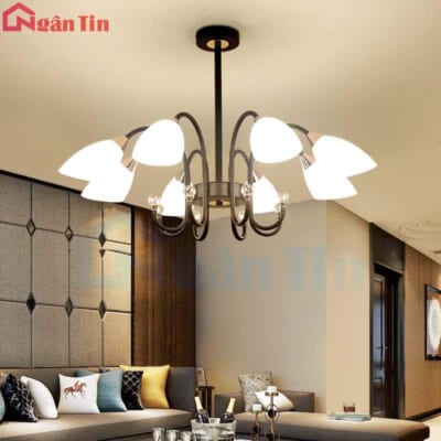 Đèn trần phòng khách 8 bóng trang trí phòng khách bàn ăn Led 3 màu E27 220V TTK11T8 Ngân Tin