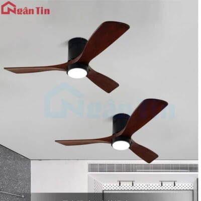 Quạt Trần Đèn Led 3 Cánh Gỗ Trang Trí Sảnh Phòng Khách Cao Cấp QT41 Ngân Tin (Kèm remote điều khiển từ xa)