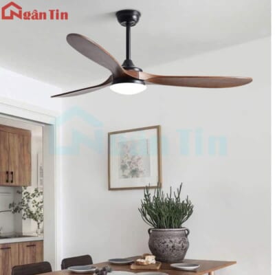 Quạt Trần Đèn Led 3 Cánh Gỗ Trang Trí Sảnh Phòng Khách Cao Cấp VF105 Ngân Tin (Kèm remote điều khiển từ xa)