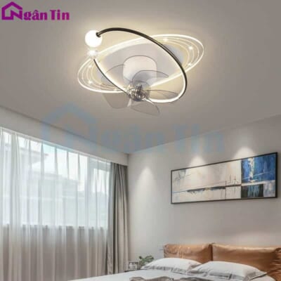 Đèn Mâm Ốp Trần Kèm Quạt Hiện Đại Trang Trí Phòng Ngủ Phòng Ăn MO9077 Ngân Tin (Kèm remote điều khiển từ xa)