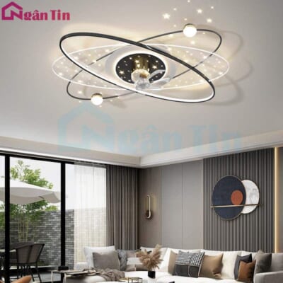 Đèn Mâm Ốp Trần Kèm Quạt Hiện Đại Trang Trí Phòng Ngủ Phòng Khách MO9079 Ngân Tin (Kèm remote điều khiển từ xa)