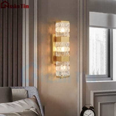 Đèn pha lê ốp tường treo tường gắn tường trang trí phòng khách phòng ngủ Led 3 màu 220V GT473 Ngân Tin