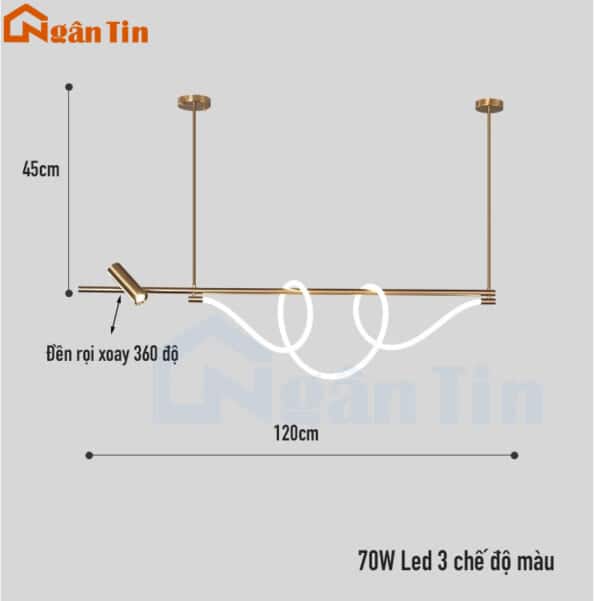 Đèn thả trần Led 120cm trang trí bàn ăn quầy bar Led 3 chế độ màu E27 THCN141 Ngân Tin - Image 2