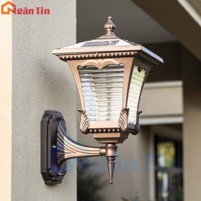 Đèn gắn tường năng lượng mặt trời trang trí cổng tường rào Led 12W E27 TD80 Ngân Tin