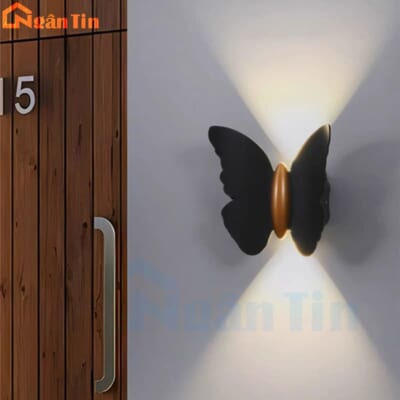 Đèn Led treo tường hắt tường hình bướm ngoài trời trong nhà 2 tia Led 220V VNT6030 Ngân Tin