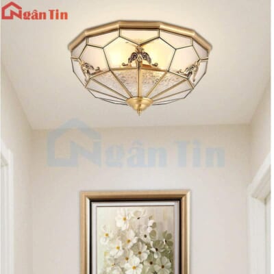 Đèn Mâm Ốp Trần Đồng Trang Trí Phòng Ngủ Phòng Khách Led 3 Màu OD698 Ngân Tin
