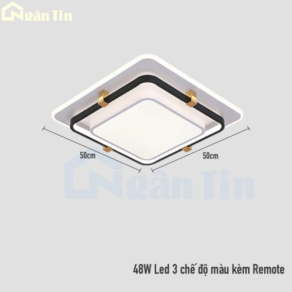 den mam op tran hinh vuong trang tri sanh phong khach led 3 che do mau ot181v ngan tin 10