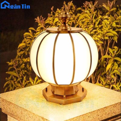 Đèn trụ cổng tròn đồng trang trí cổng sân vườn cổng tường rào 12W E27 220V TCD27 Ngân Tin