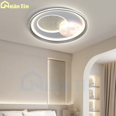 Đèn Mâm LED Ốp Trần Tròn Hiện Đại Trang Trí Phòng Ngủ Led 3 Màu 220V MO9100 Ngân Tin