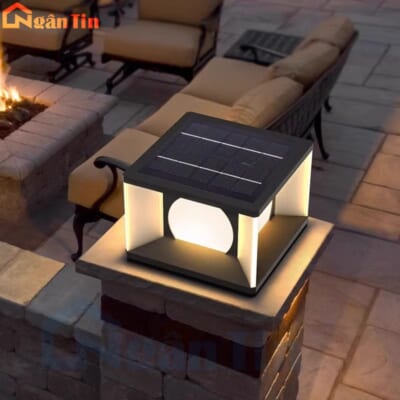 Đèn trụ cổng năng lượng mặt trời trang trí cổng tường rào Led 3 màu E27 220V TCNL600 Ngân Tin