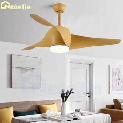 Quạt Trần Đèn Led 3 Cánh Giả Gỗ Trang Trí Phòng Ngủ Phòng Khách VF427 Ngân Tin