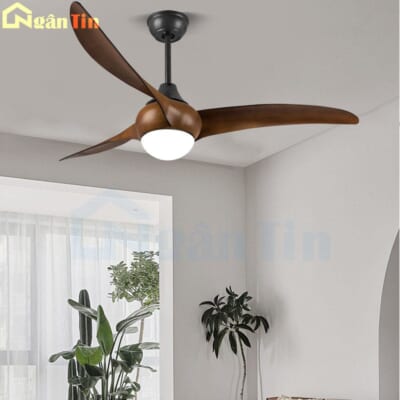 Quạt Trần Đèn Led 3 Cánh Giả Gỗ Trang Trí Phòng Ngủ Phòng Khách VF430 Ngân Tin
