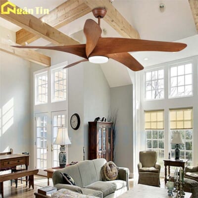 Quạt Trần Đèn Led 5 Cánh Giả Gỗ Trang Trí Phòng Ngủ Phòng Khách VF428 Ngân Tin