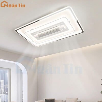 Đèn Mâm Ốp Trần Chữ Nhật Kèm Quạt Trang Trí Phòng Ngủ Phòng Khách OTA41CN Ngân Tin (Kèm remote)