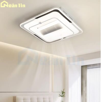 Đèn Mâm Ốp Trần Vuông Kèm Quạt Trang Trí Phòng Ngủ Phòng Khách OTA41V Ngân Tin (Kèm remote)