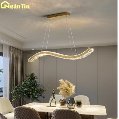 Đèn trần thả ngang pha lê K9 trang trí bàn ăn quầy bar Led 3 màu 220V TH821 Ngân Tin