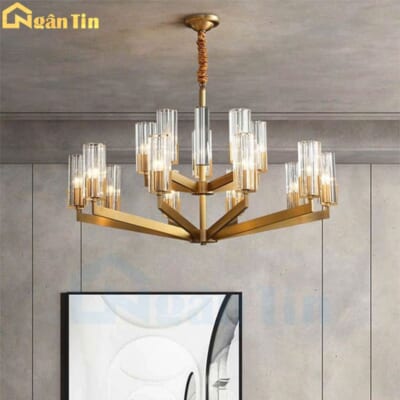 Đèn chùm phòng khách 15 bóng trang trí nhà hàng khách sạn sảnh E14 220V DC29 Ngân Tin