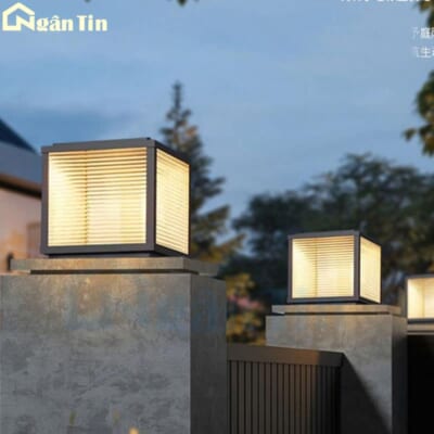 Đèn trụ cổng vuông trang trí sân vườn cổng tường rào Led 12W E27 220V DT721 Ngân Tin