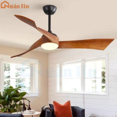 Quạt Trần Đèn 3 Cánh Gỗ Trang Trí Sảnh Phòng Ngủ Phòng Khách QT52 Ngân Tin