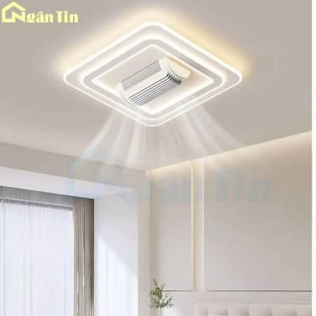 Đèn Mâm Ốp Trần Vuông Kèm Quạt Trang Trí Phòng Ngủ Phòng Khách OTA43V Ngân Tin (Kèm remote)