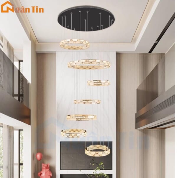 den tha thon tang 7 vong led trang tri cau thang sanh phong khach th8809 ngan tin 4