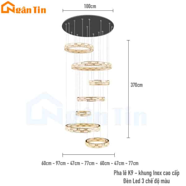 den tha thon tang 7 vong led trang tri cau thang sanh phong khach th8809 ngan tin 8