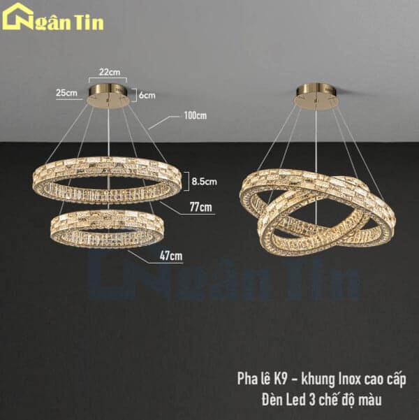 den tha tran 2 vong led trang tri phong ngu ban an led 3 mau th8806 ngan tin 8