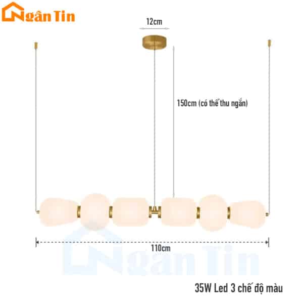 Đèn bàn ăn thả trần ngang hình viên sỏi trang trí sảnh quầy bar bàn làm việc 220V THD201 Ngân Tin - Image 2