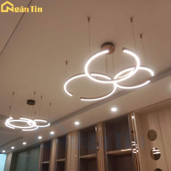 Đèn thả trần phòng khách 3 vòng Led 50-60-80 trang trí sảnh bàn ăn dimmer Led 3 chế độ màu THD7258T3 Ngân Tin - Image 5