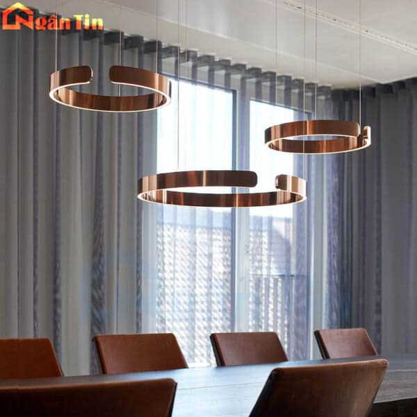 Đèn thả trần phòng khách 3 vòng Led 50-60-80 trang trí sảnh bàn ăn dimmer Led 3 chế độ màu THD7258T3 Ngân Tin - Image 7