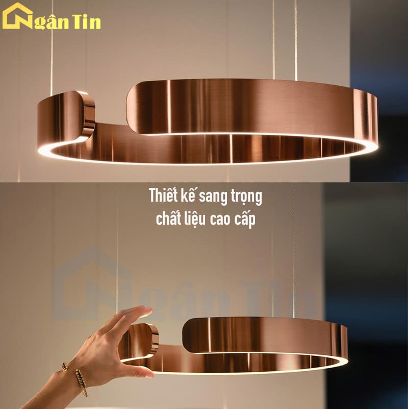 den tha tran 3 vong led trang tri phong khach ban an led 3 mau dimmer thd7258t3 ngan tin 9