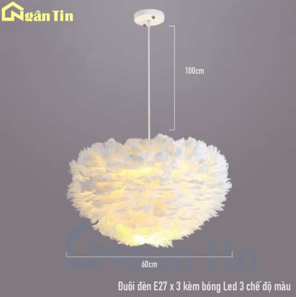 Đèn thả trần lông vũ trang trí phòng khách phòng ngủ bàn ăn E27 220V TTK75 Ngân Tin - Image 2