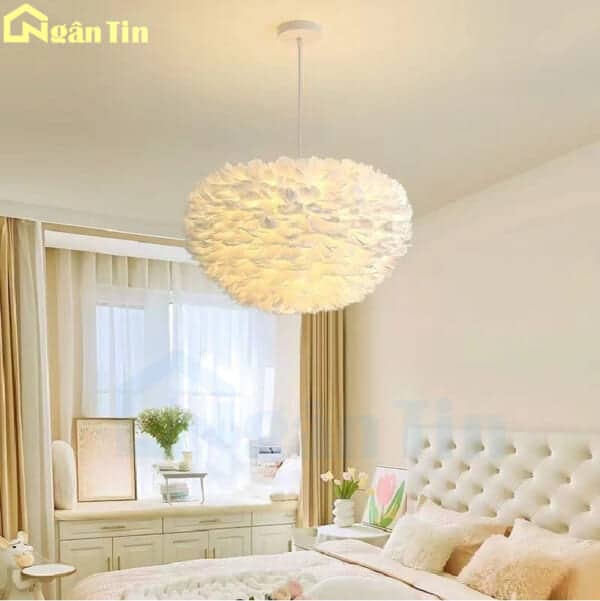 Đèn thả trần lông vũ trang trí phòng khách phòng ngủ bàn ăn E27 220V TTK75 Ngân Tin - Image 4