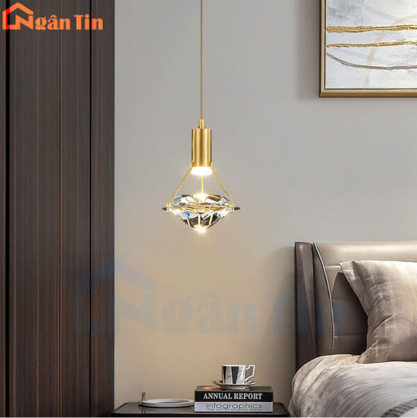 Đèn thả trần kim cương trang trí quầy bar phòng ngủ Led 3 chế độ màu 220V TTK123A Ngân Tin - Image 3