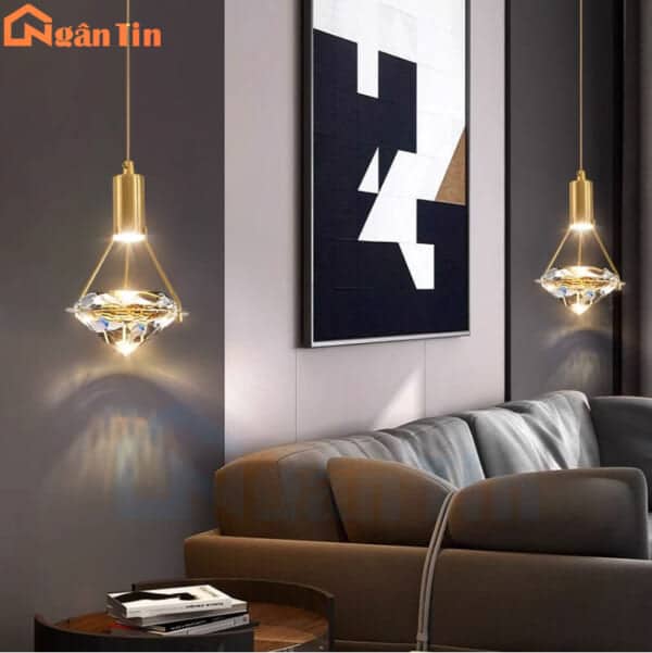 Đèn thả trần kim cương trang trí quầy bar phòng ngủ Led 3 chế độ màu 220V TTK123A Ngân Tin - Image 7