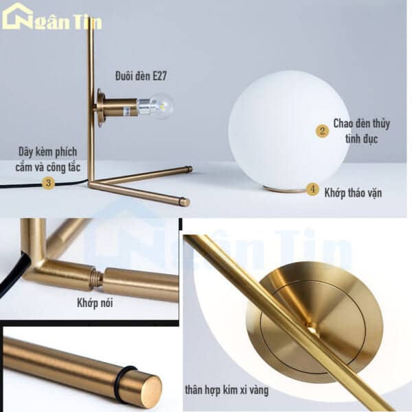 Đèn để bàn phòng ngủ trang trí phòng khách bàn làm việc E27 220V DBK02B Ngân Tin - Image 9