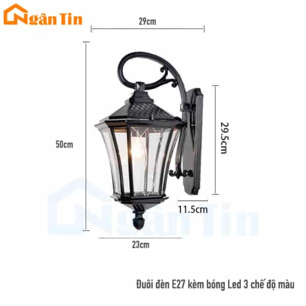 Đèn gắn tường treo tường trang trí cổng ngoài trời sân vườn 12W E27 220V VNT634 Ngân Tin - Image 2