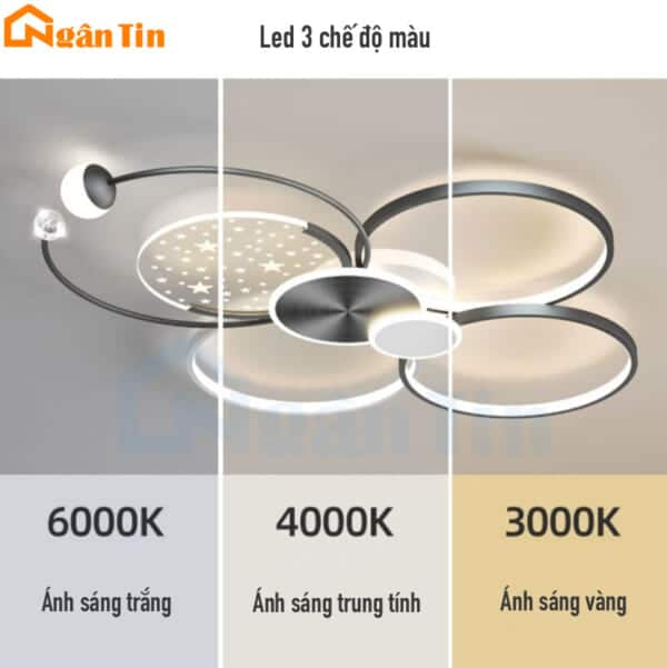 Đèn Mâm Ốp Trần Phòng Khách Hiện Đại Trang Trí Sảnh Phòng Ngủ Led 3 Màu 220V OTA7X6D Ngân Tin - Image 8