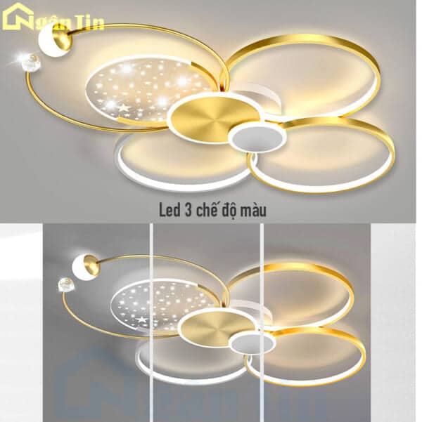 Đèn Mâm Ốp Trần Phòng Khách Hiện Đại Trang Trí Sảnh Phòng Ngủ Led 3 Màu 220V OTA7X6V Ngân Tin - Image 10