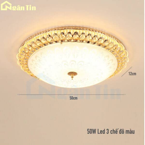 Đèn Mâm Ốp Trần Cổ Điển Trang Trí Phòng Ngủ Phòng Khách Led 3 Màu 220V OPLH69 Ngân Tin - Image 2