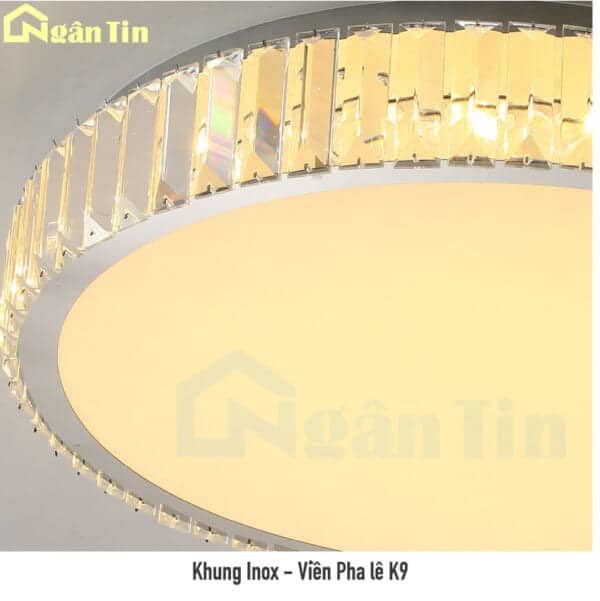 Đèn Mâm Ốp Trần Pha lê Tròn Trang Trí Phòng Ngủ Phòng Khách Led 3 Màu 220V OT16T Ngân Tin - Image 10