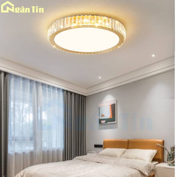 Đèn Mâm Ốp Trần Pha lê Tròn Trang Trí Phòng Ngủ Phòng Khách Led 3 Màu 220V OT16T Ngân Tin - Image 3