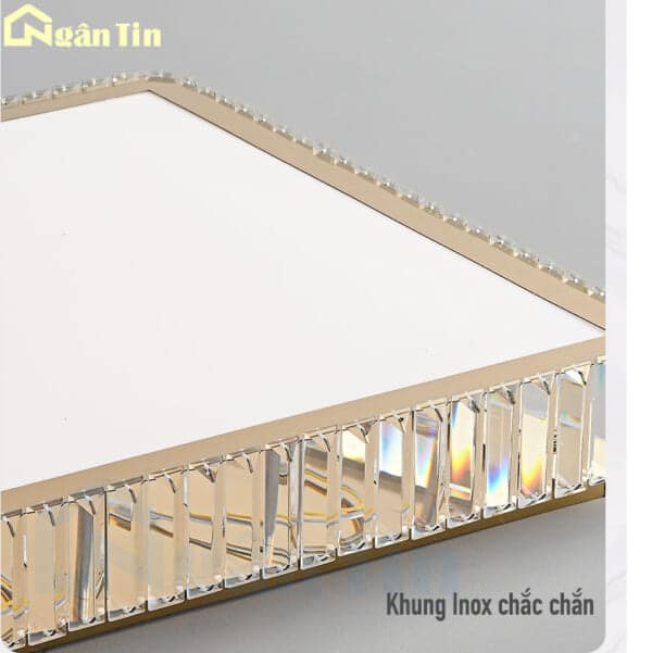 Đèn Mâm Ốp Trần Pha lê Vuông Trang Trí Phòng Ngủ Phòng Khách Led 3 Màu 220V OT16V Ngân Tin - Image 8