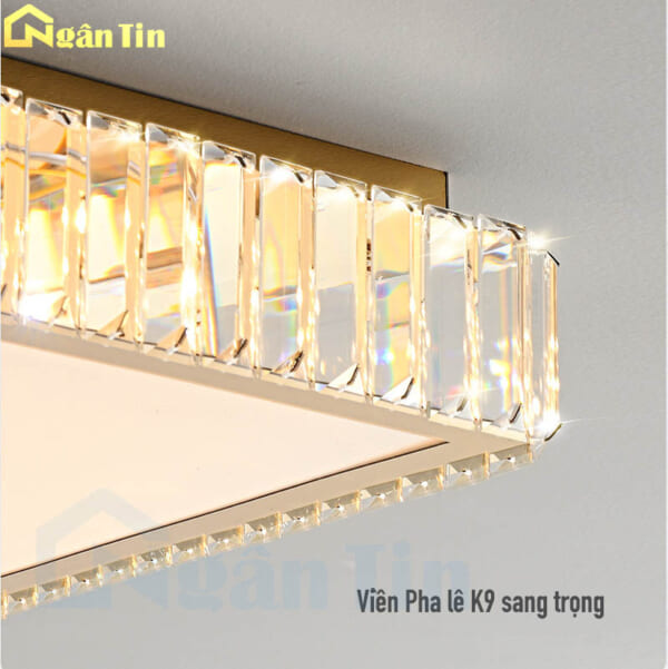 Đèn Mâm Ốp Trần Pha lê Vuông Trang Trí Phòng Ngủ Phòng Khách Led 3 Màu 220V OT16V Ngân Tin - Image 9