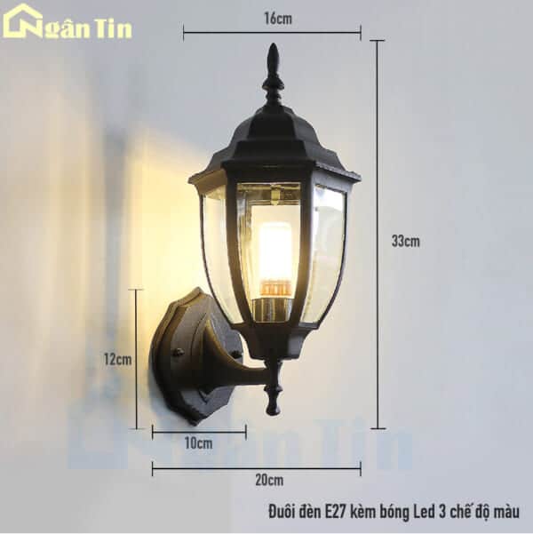 Đèn treo tường gắn tường ốp tường trang trí ngoài trời sân vườn 12W E27 220V GTNT08 Ngân Tin - Image 2