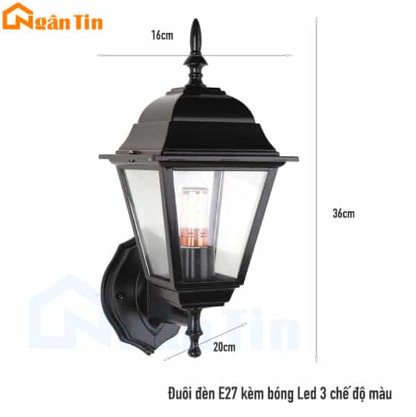 Đèn treo tường gắn tường ốp tường trang trí ngoài trời sân vườn 12W E27 220V GTNT09 Ngân Tin - Image 2