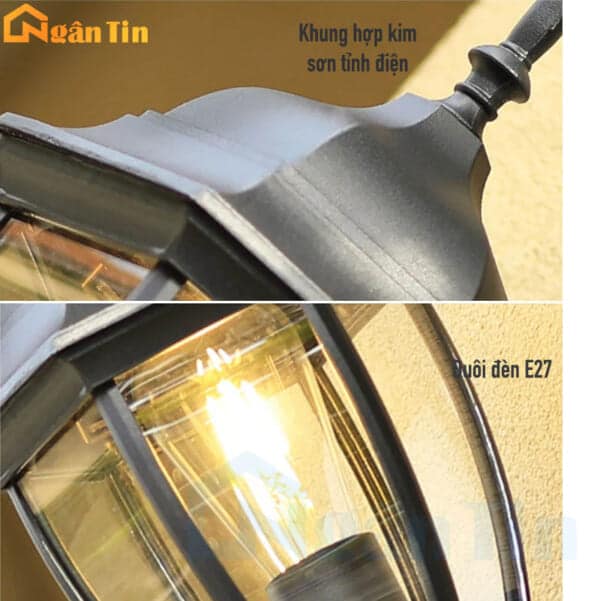 Đèn treo tường gắn tường ốp tường trang trí ngoài trời sân vườn 12W E27 220V TD53 Ngân Tin - Image 8