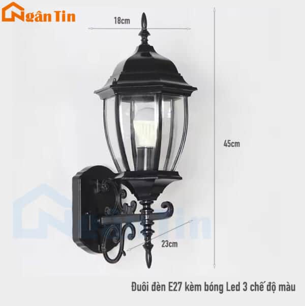 Đèn treo tường gắn tường ốp tường trang trí ngoài trời sân vườn 12W E27 220V TD53 Ngân Tin - Image 2