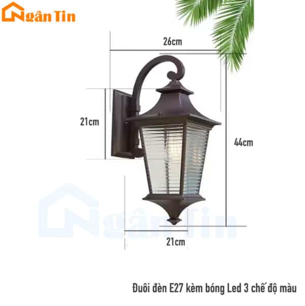 Đèn gắn tường treo tường trang trí cổng ngoài trời sân vườn 12W E27 220V VNT856 Ngân Tin - Image 2